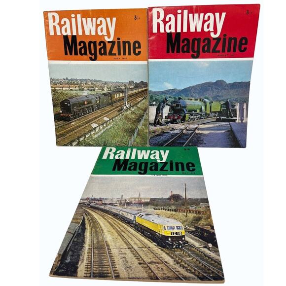 Railway Magazine Lot of 3 July Aug 1967 May 1968 Train Transportation Locomotive - Picture 1 of 7